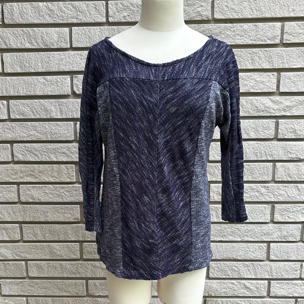 LOFT Two Tone Blue Long Sleeve Knit Top Sz S